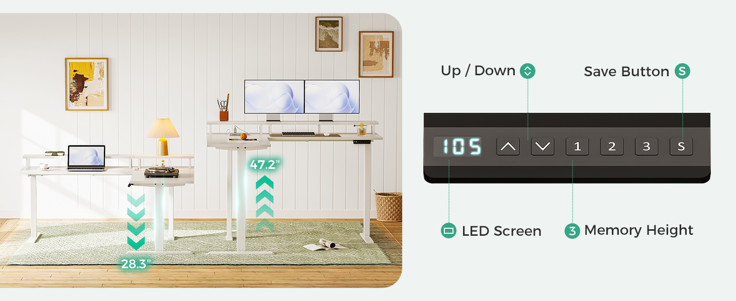L shaped standing desk