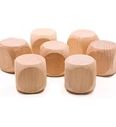 10Pcs Wooden Dice, 6 Sided Blank Dice Round Corner Cube Dice DIY Graffiti Dice Crafts Toy Dice Bo...