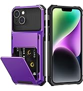 Nvollnoe for iPhone 14 Case with Card Holder[Store 5 Cards] Dual Layer Heavy Duty Shockproof iPho...