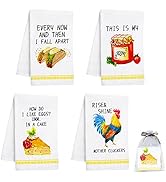 Nialnant Funny Kitchen Towels &amp; Dishcloths Sets of 4, Decorative Tea Towels 16 x 23.6 Inch Dish T...