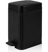 rejomiik Small Bathroom Trash Can with Lid Slim Soft Close Garbage Can Step Wastebasket Container...
