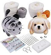 SHWAKK Needle Felting Kit, 2 PCS Animals Needle Felting Set with Instructions, Needle Felting Pad...