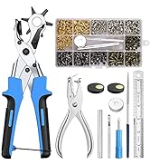 Kamtop Leather Hole Punch Set, 240 PCS Leather Double Cap Rivets with Heavy Duty Punch Plier, Bel...