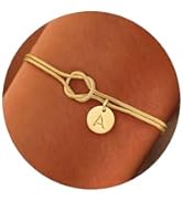 Turandoss Gold Initial Bracelets for Women Jewelry Gifts - 14K Gold Plated Love Knot Letter A-Z I...