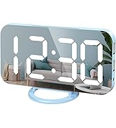 WulaWindy Digital Alarm Clock, Large Mirrored LED Display, with USB Charger, Snooze Function Dim ...