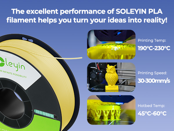 The excellent performance of SOLEYIN PLA filament helps you turn your ideas into reality!