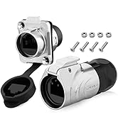 RJ45 Connector, IP67 Waterproof Ethernet Industrial Circular Connector, 8P8C Aviation Dual Port C...