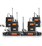 XTUGA IEM1200 Wireless in Ear Monitor Dual Channel 4 Bodypacks Ear Monitors Musicians, 2 x 40 Fre...