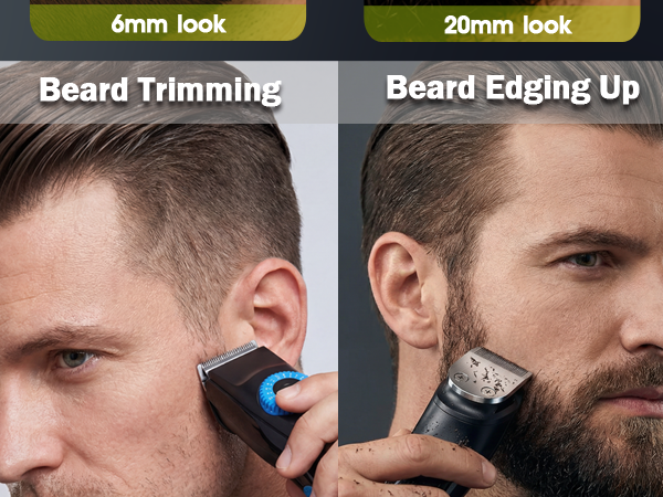 Trim to close, shapes sharp edges, 40 precise lengths from a sleek face stubble to a full beard
