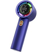 Portable Handheld Fan with LED Display, Digital Power Indicator, USB Rechargeable, Gold (violet)