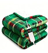 Electric Blanket Heated Throw, Soft Flannel 50"x60" Plaid Heating Blanket with 8 Hours Auto Off 1...