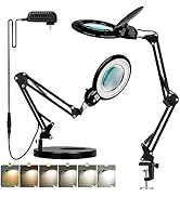 10X Magnifying Glass with Light and Stand, KIRKAS Upgrade Infinite Color Modes &amp; stepless Brightn...