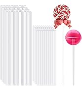 200 PCS Cake Pop Sticks Kit, 100 Each of 6 inch &amp; 4 Inch White Lollipop Sticks, Paper Cake Pop St...