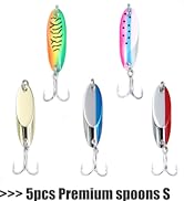 EXAURAFELIS 5pcs Fishing Lures Casting Spoon Lure Fishing Spoons for Trout, Bass, Crappie, Pike, ...