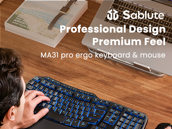 Sablute ergonomic wave keyboard and mouse