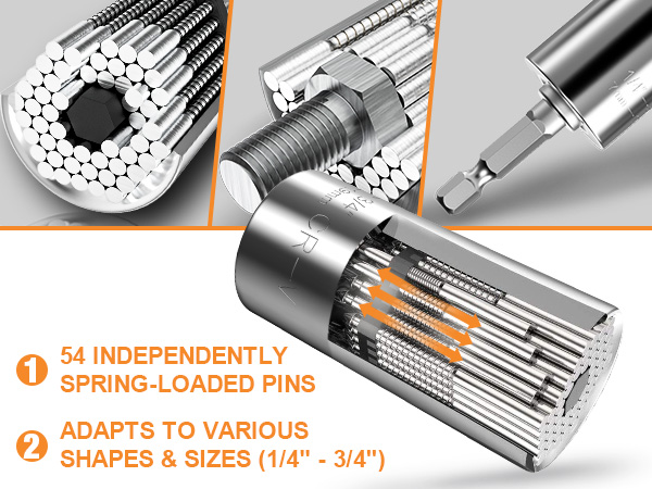 54INDEPENDENTLY SPRING-LOADED PINS