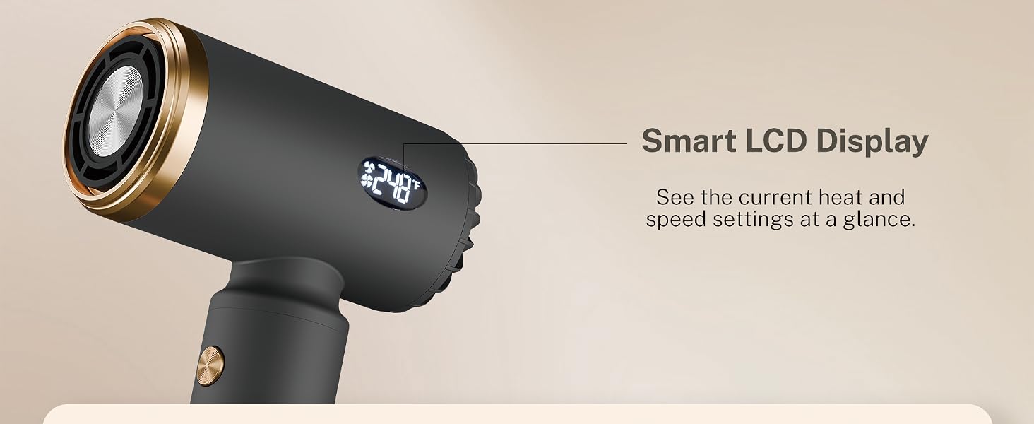 LCD Display, Temperature Display, Smart Hair Dryer