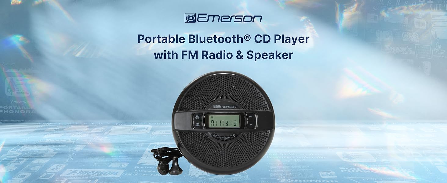 Portable Bluetooth CD Player with FM Radio built in Speaker Emerson EPCD-2000 Portable Handheld CD