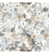 Ismoon Floral Peel and Stick Wallpaper Gray Contact Paper Vintage Removable Self-Adhesive Wallpap...