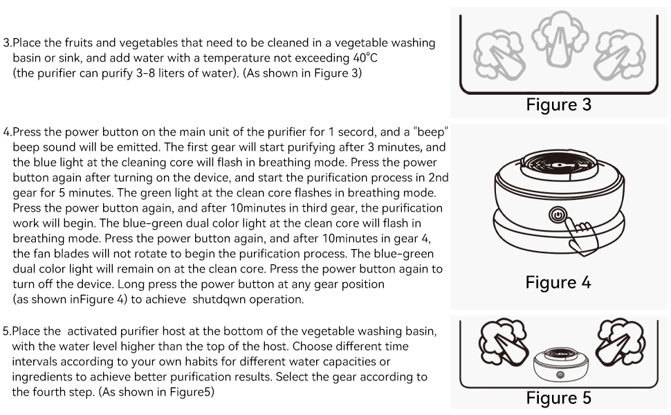 Fruit and vegetable purifier Operation Instructions