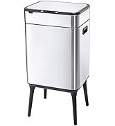 ELPHECO Stainless Steel Kitchen Trash Can 12 Gallon Brushed Stainless Steel Motion Sensor Trash C...