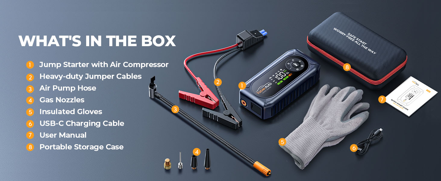 portable car jump starter with air compressor battery jumper car jumper cables jump box start pack