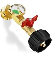 CALPOSE Propane Refill Adapter with Valve and Gauge, Fill 1 Pound Bottles from 20lb Tank, Fits QC...