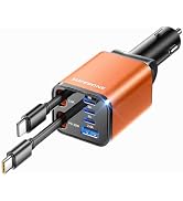 [Upgraded] 6 in 1 Retractable Car Charger with USB-C &amp; Apple Cables | SUPERONE Smaller Fast Car P...