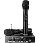 PROZOR UHF Wireless Microphone System, Professional Handheld Mic Dual Karaoke Microphone with Tre...