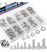 mxuteuk 500PCS Nut and Bolt Assortment Kit,M2 M2.5 M3 M4 M5 Machine Screws,304 Stainless Steel Sm...