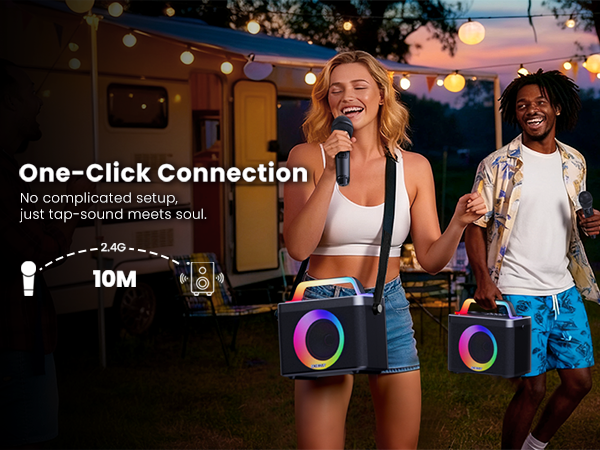 speaker with 2 wireless mics