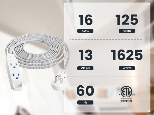 Extension Cord with 360° Flat Plug