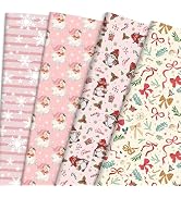 ZDSPIDE Pink Christmas Wrapping Paper Bundle for Kids &amp; Adults - 12 Folded Sheets (19.7" x 27.5")...