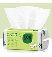 Disposable Face Towels 100 Count, Biodegradable Ultra Soft &amp; Thick Facial Towels for Sensitive Sk...