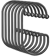 OEH Shower Curtain Hooks, 12 Pcs Shower Curtain Rings, Durable G Shape Black Shower Curtain Hooks...