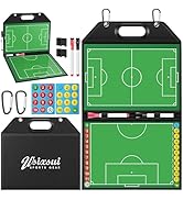 Wsixsui Soccer Coaching Board with Leather Cover, Magnetic Dry Erase Clipboard with Handle for So...