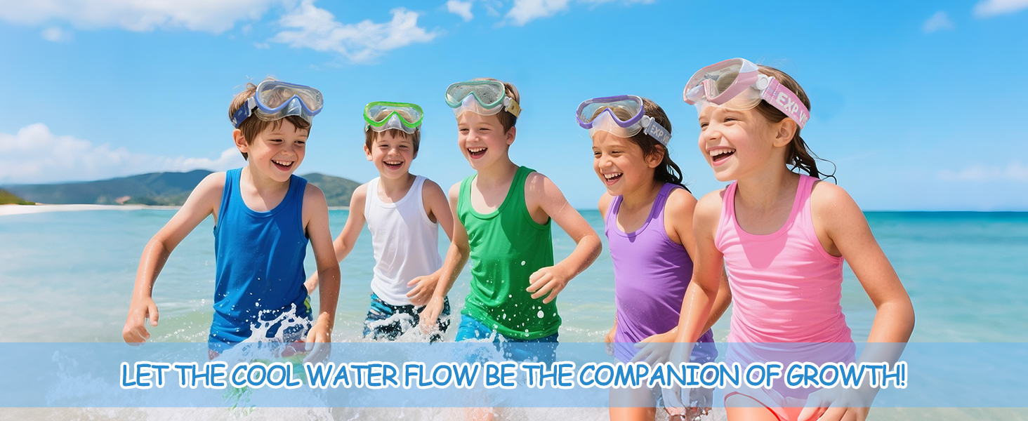 Kids Goggles with Nose Cover Swim Mask Elastic Fabric Strap Anti Fog Diving Mask Kids 4-14