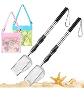 POILKMNI New Upgraded 2 Pcs Shark Tooth Sifter with Seashell Bags, Beach Sand Sifter, Sand Scoop ...
