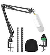 Mic Boom Arm Stand Pop Filter Compatible with Blue Yeti Microphone