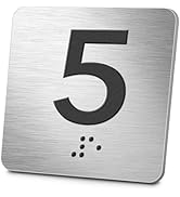 Exam Room Sign Numbers 1-5 with Braille &amp; Tactile 4x4 Inch ADA Signs, Office/Classroom/Test Cente...