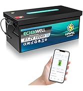 48V(51.2V) 100Ah Golf Cart Lithium LiFePO4 Battery with Bluetooth&amp;APP, ECIENWELL 15000+ Deep Cycl...