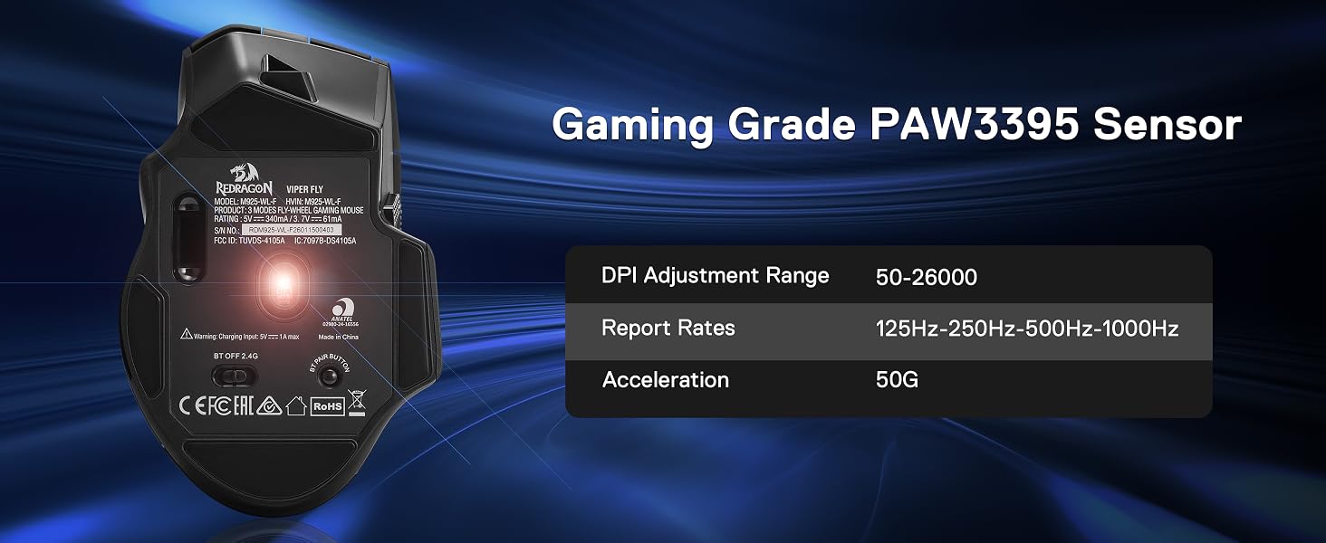 Redragon M925 Pro mouse with 26000 DPI sensor for esports delivers elite tracking precision