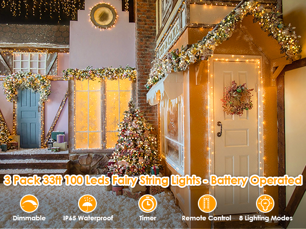 indoor decorative battery fairy warm white string lights