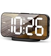 SMOUPING Digital Alarm Clock for Bedroom,6.7" LED Clock Mirror Surface with 2 USB Charger Port,Ad...