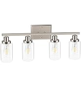 Ascher 4-Light Wall Sconces, Modern Vanity Light Fixture with Clear Glass Shade, Matt Nickel Wall...