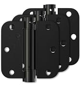 Luxbaro 3 Pack Self Closing Door Hinges 3.5 Inch, Matte Black Spring Loaded Hinges with 5/8'' Rad...