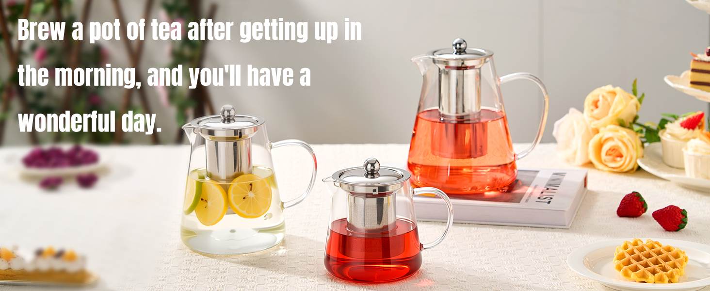 Glass Teapot Stovetop 18.6 OZ, Borosilicate Clear Tea Kettle