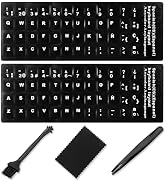 Spanish Keyboard Stickers[5 in 1],Spanish English Keyboard Stickers with White Font on Black Back...