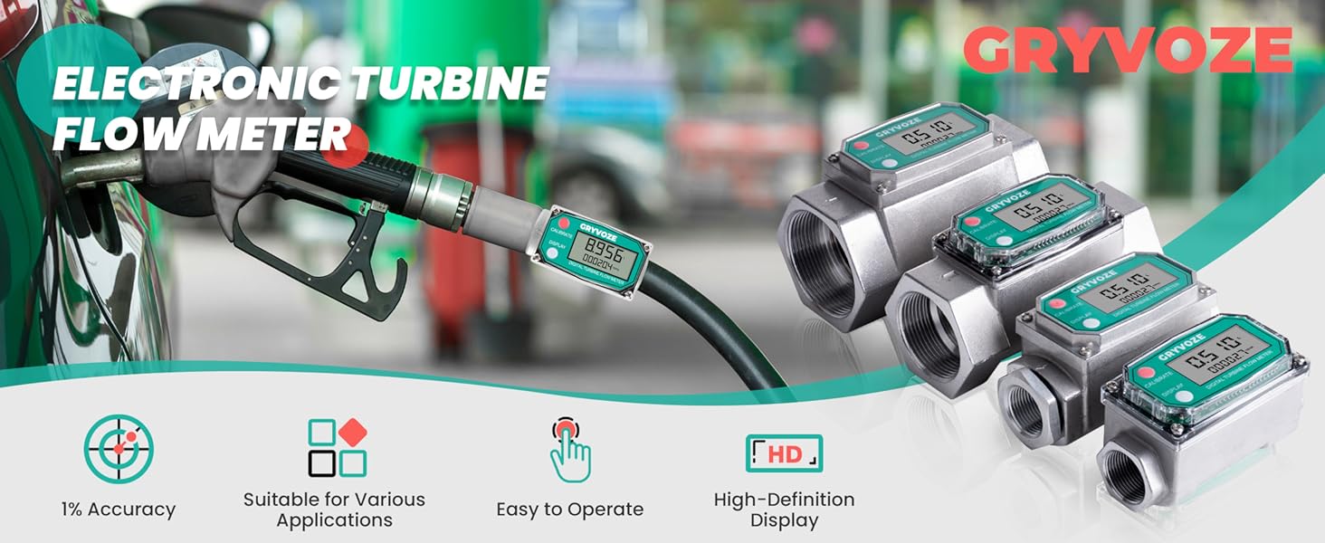 1 inch digital turbine fuel flow meter