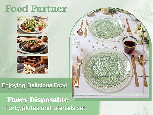 green disposable plates